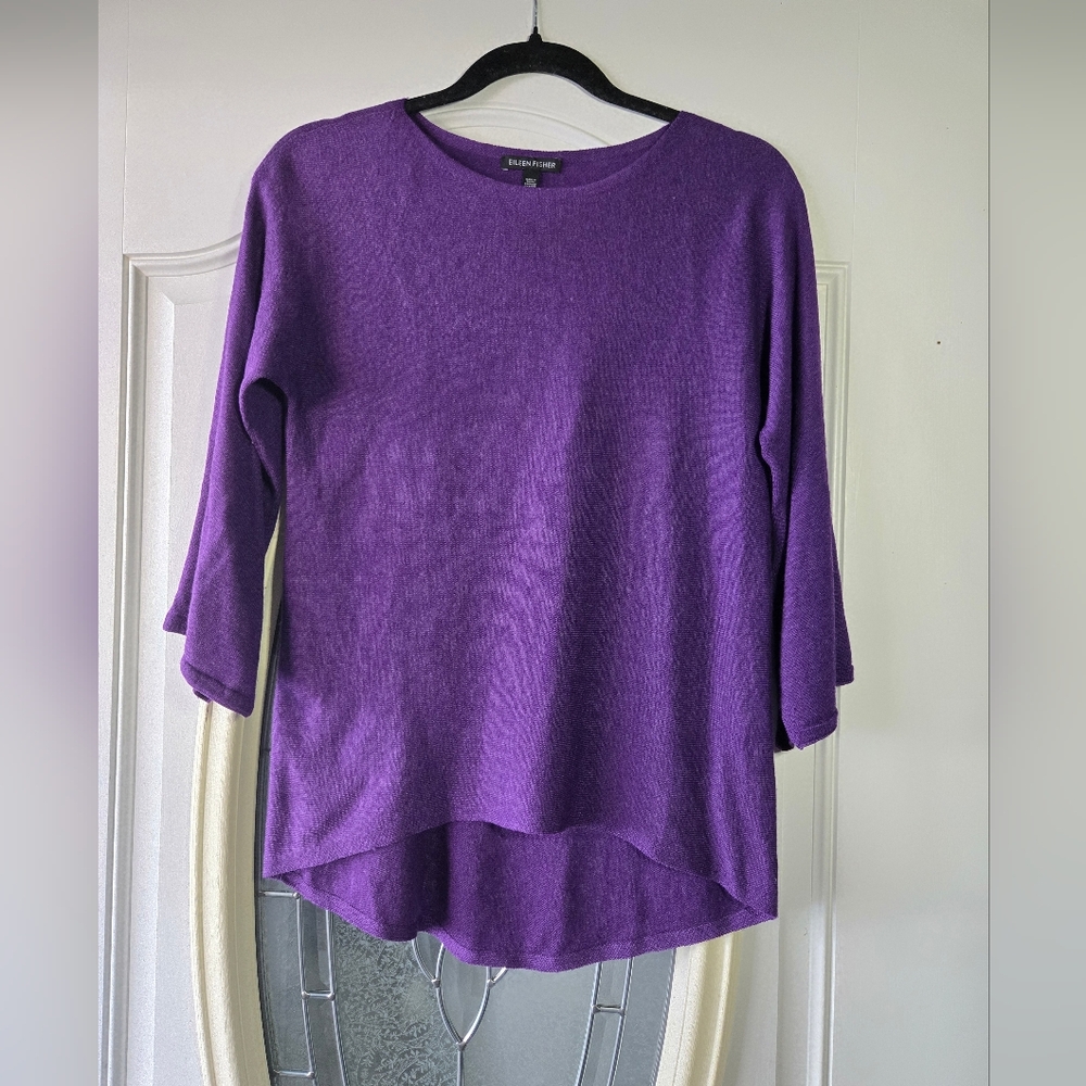 Eileen Fisher Purple Tencel & Merino Wool Sweater – Size XXS